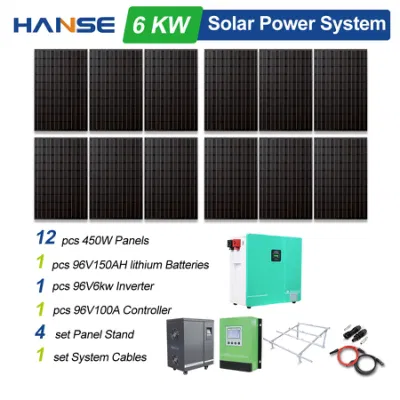 Solarspeichersystem für Wohnenergie, 6000 W, 8000 W, 10 kW, 15 kW, 20 kW, Solarpanel-Kits, 6000 W, komplettes, netzunabhängiges Solarstromsystem
